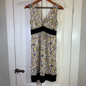 Diane von Furstenberg‎ Silk Dress Sleeveless Geometric Print Size 2 DVF